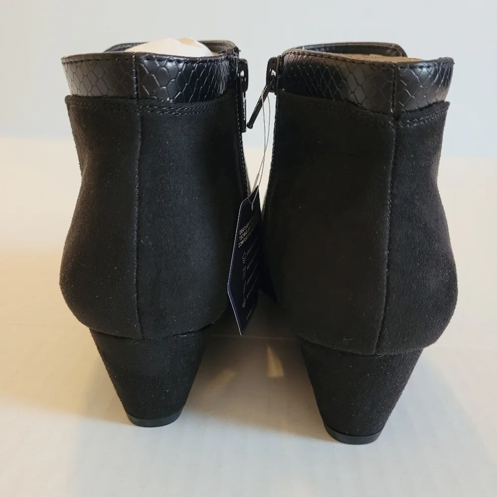 Croft & Barrow Ocelot Black Ankle Boots Booties Sz 6.5